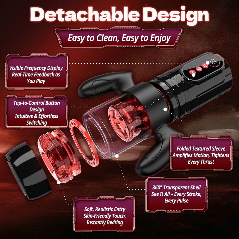 Wine & Beauty Handle Design 9 Thrusting & Rotating 9 Suction Adult Toys Mens Masturbator